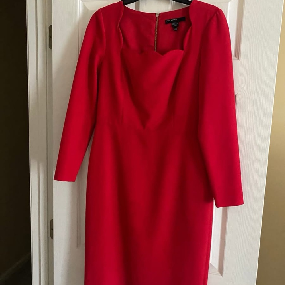 Maggy London Scarlet Dress with Unique Neckline